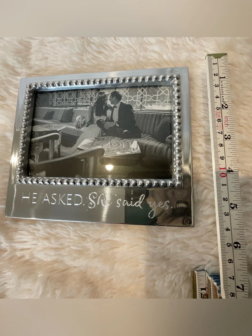 Mariposa Silver Beaded Love Photo Frame Duo